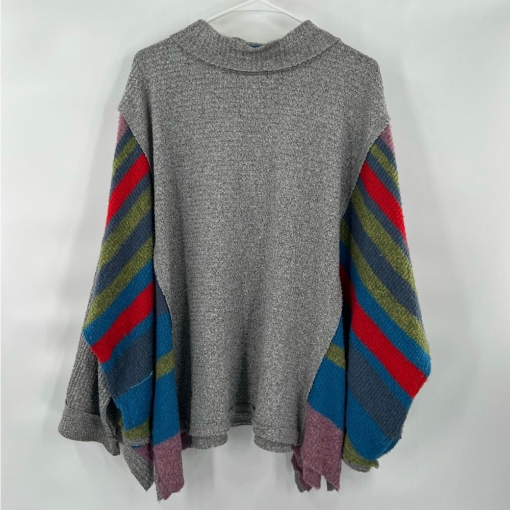We The Free Striped Poncho Sweater